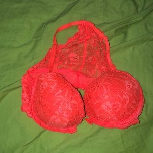 VS red lace racer back bra